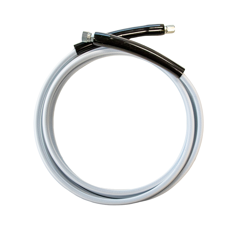Quin M180 white flexible adhesive hose with bend restrictor