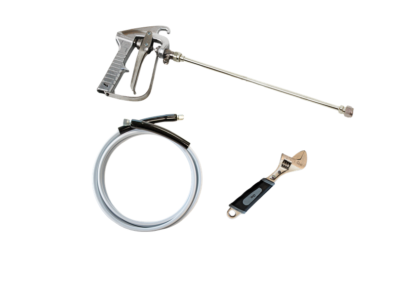 QDEK QDTK-12 membrane adhesive toolkit with spray gun, hose and wrench